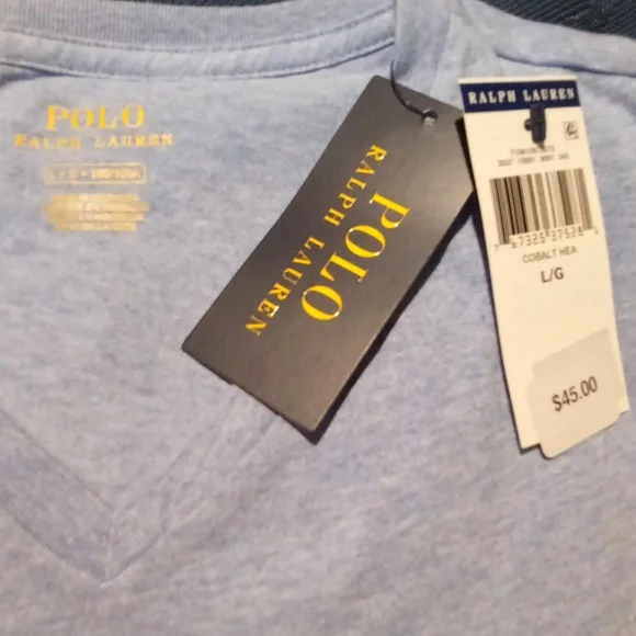 NWT❤️‍🔥$49 POLO by Ralph Lauren V-Neck T-shirt Men's Large - Picture 5 of 7